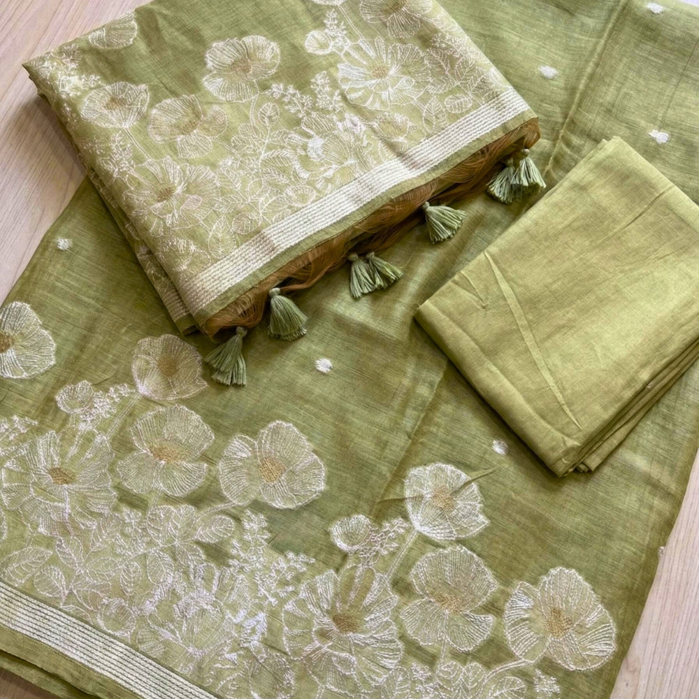 Elegant Sage Green Floral Suit Set for Women