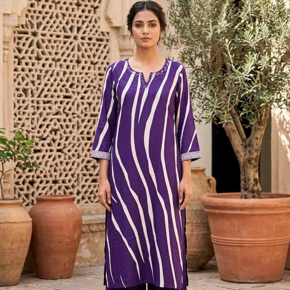 Purple Printed Kurta Set