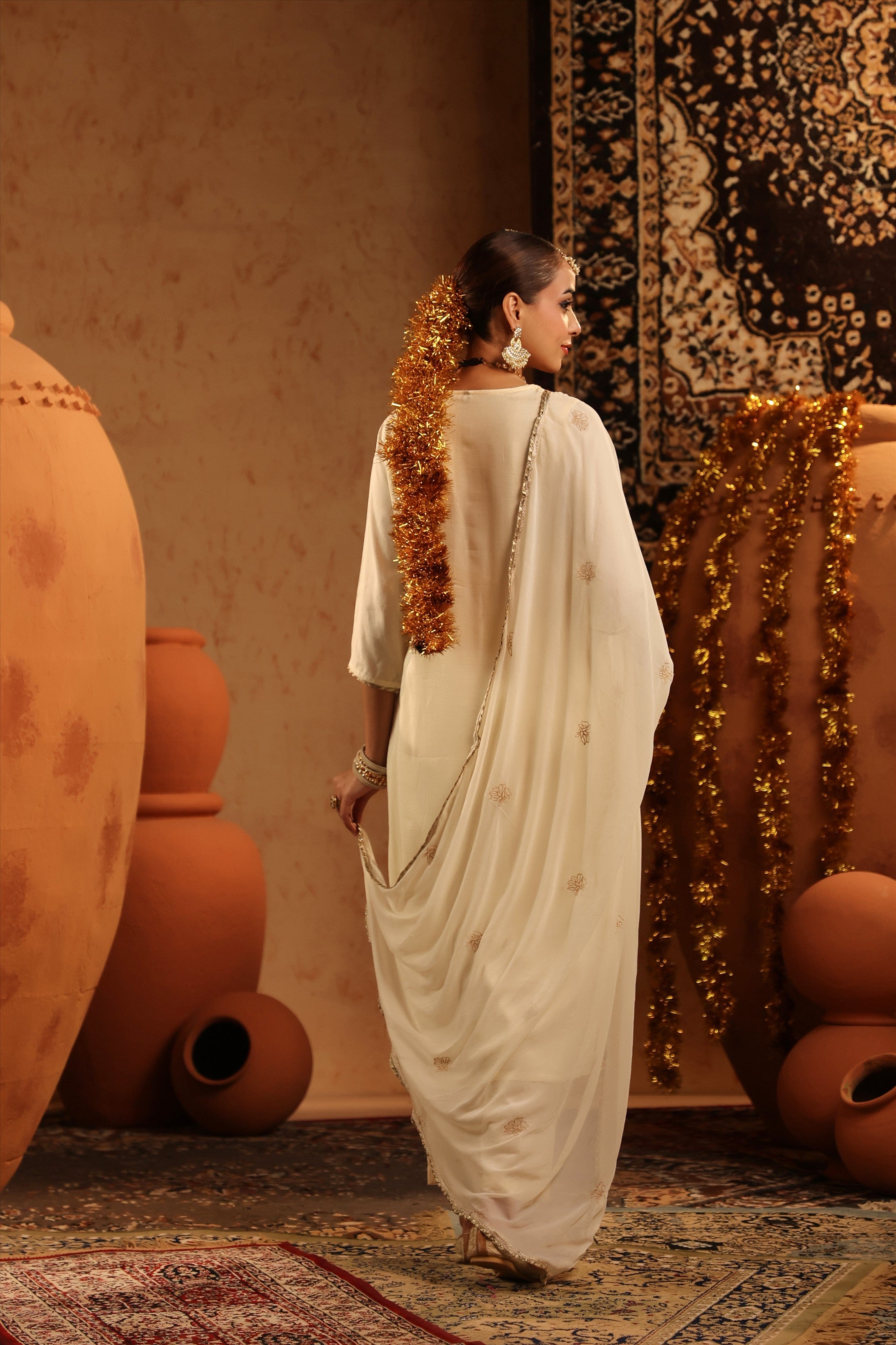 Ivory Embroidery Beaded  Ethnic Suit Set with Dupatta