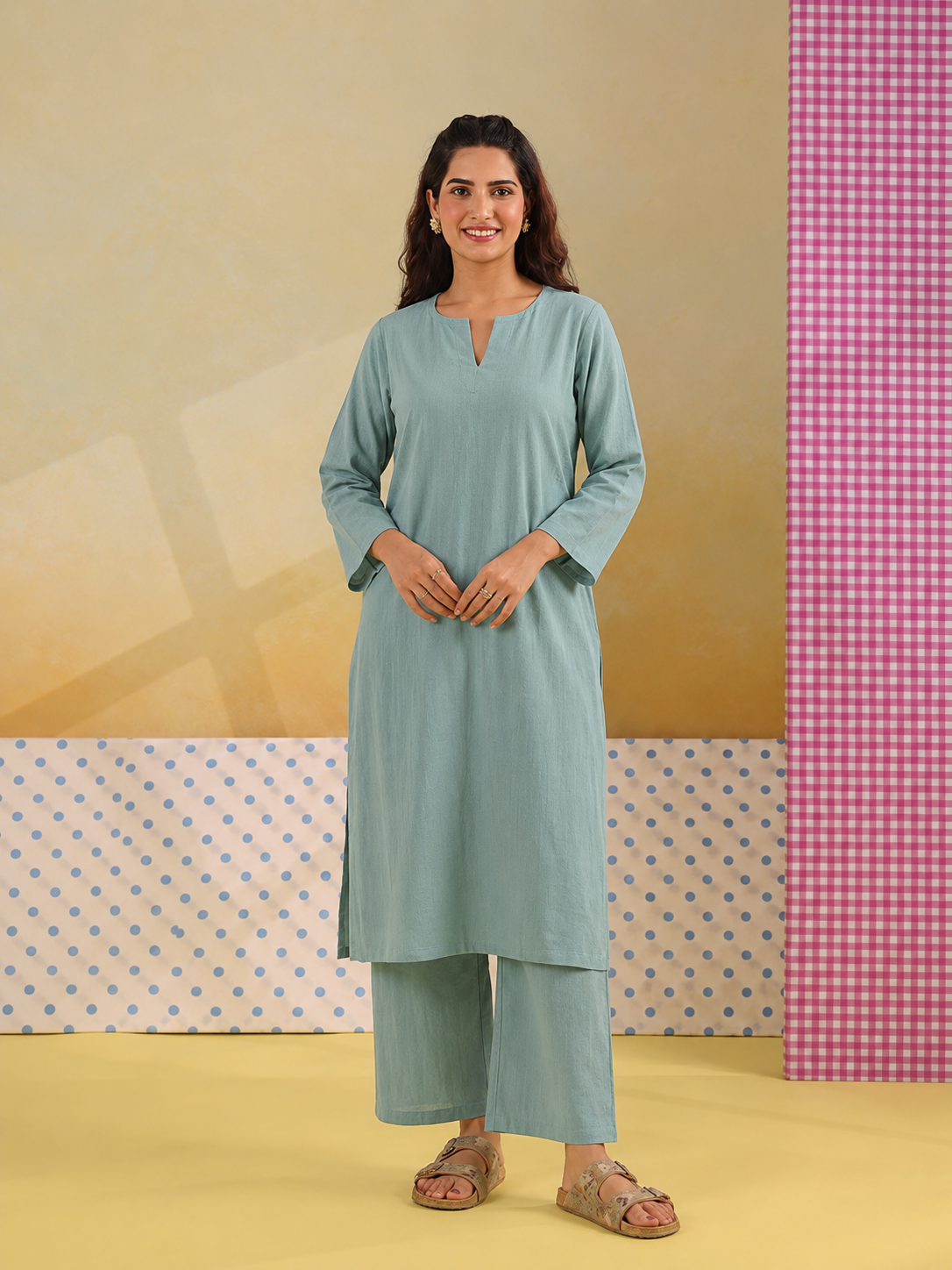 Azure Whisper – Women's Cotton Kurta Set | House of Mayuraa