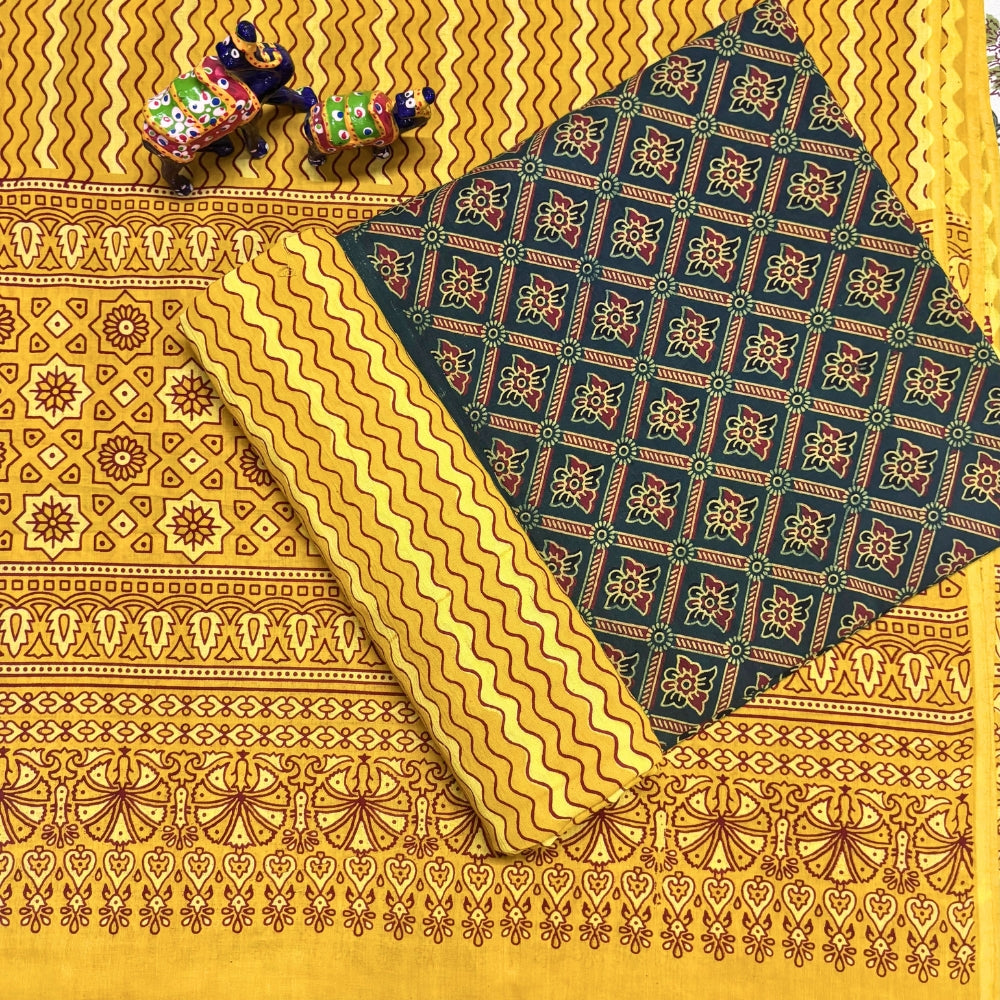 Ajrakh Printed Cotton Suit Fabric Set