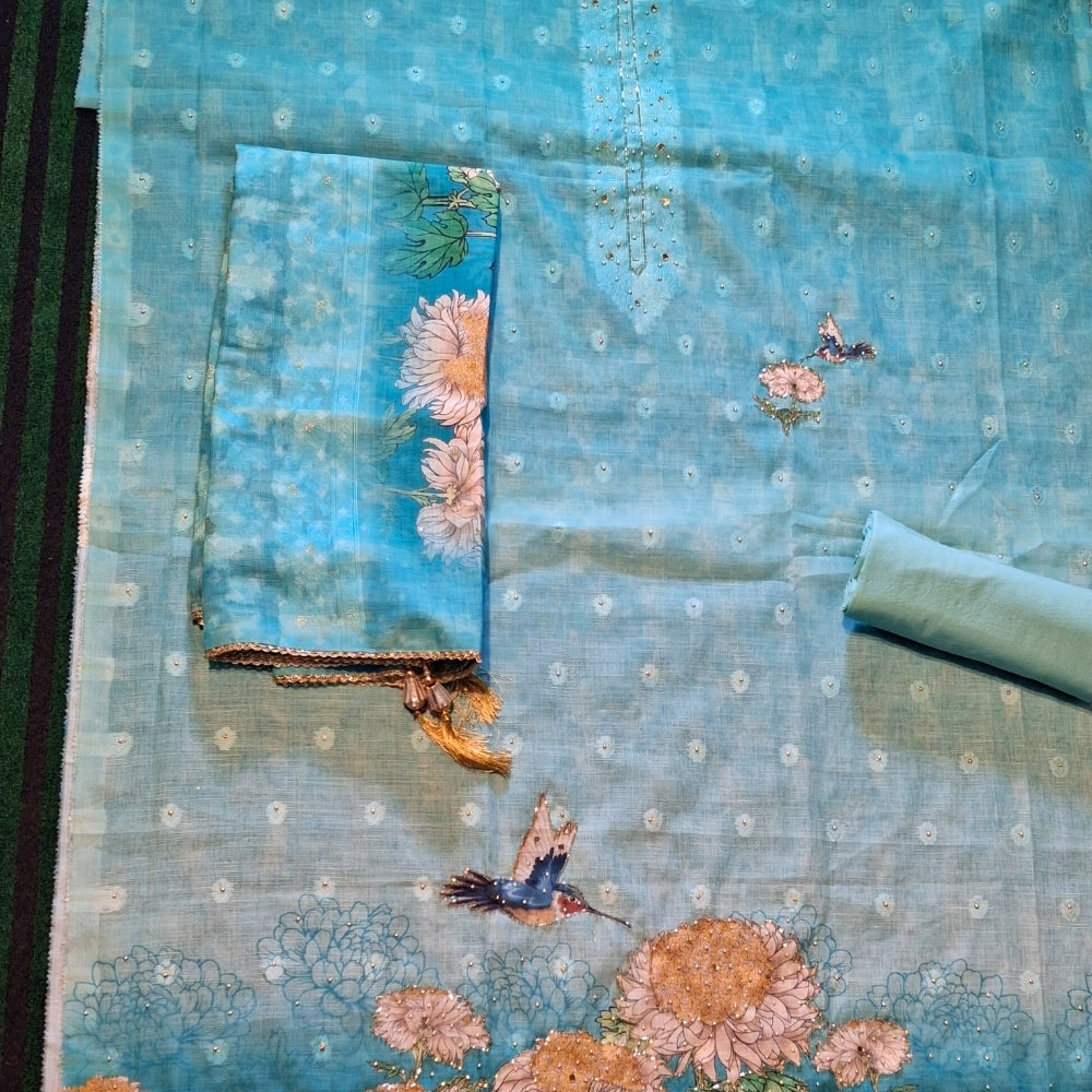 Linen Tissue Designer Dress Material