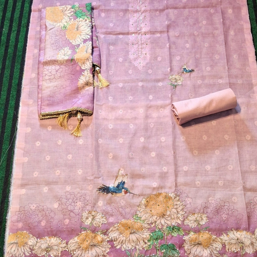 Linen Tissue Designer Dress Material