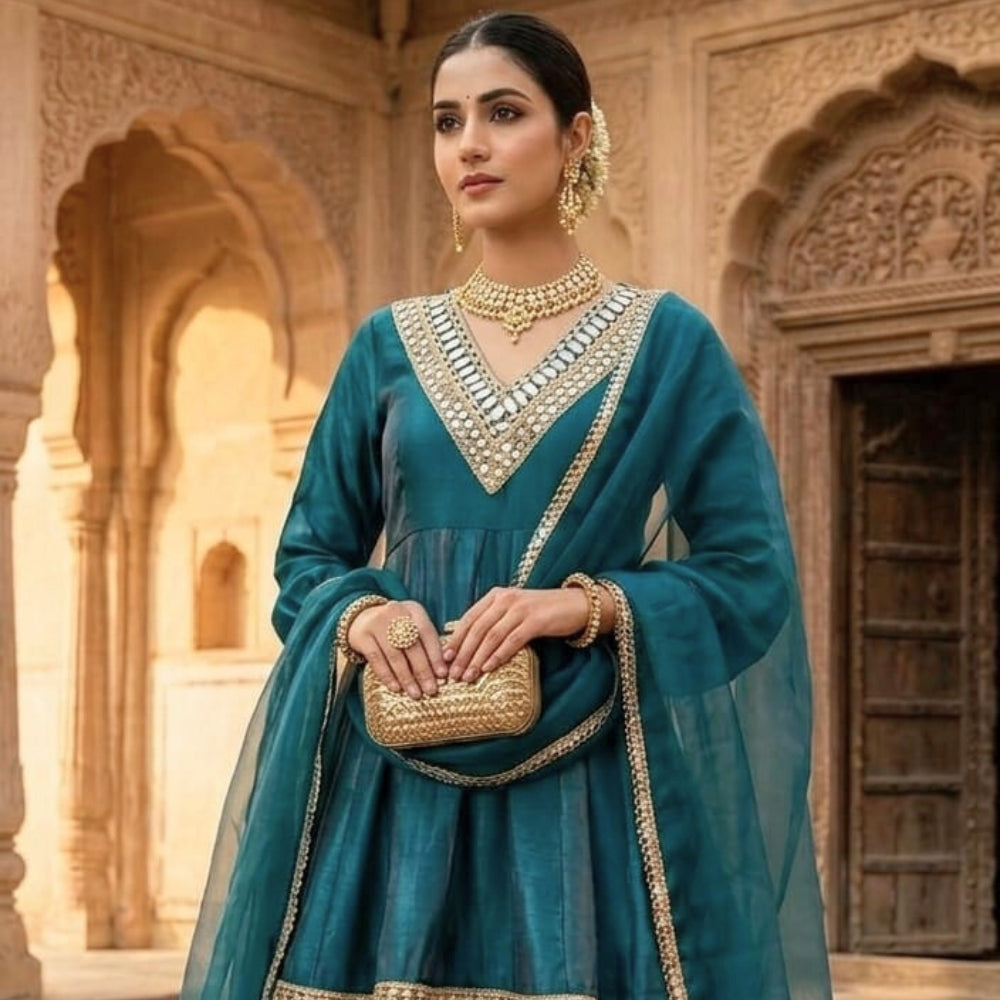 Mustard Gold Festive Suit Set with Dupatta for Women