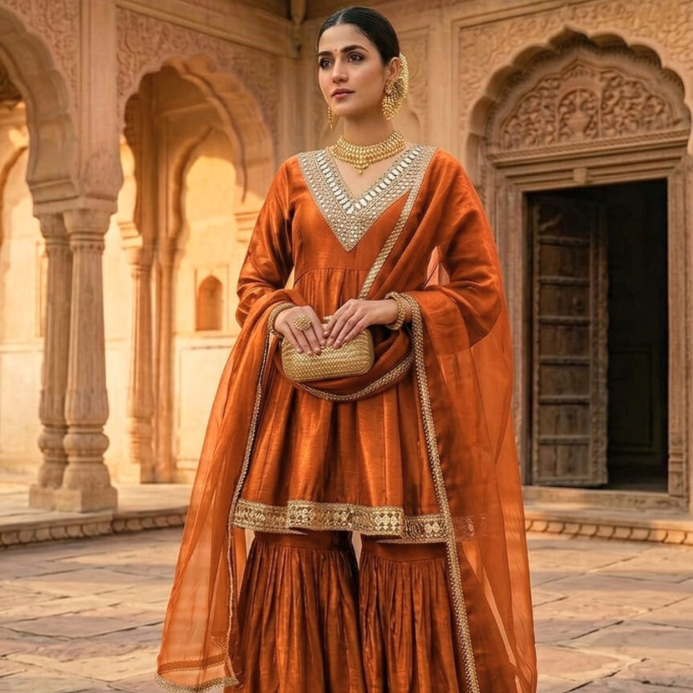 Mustard Gold Festive Suit Set with Dupatta for Women