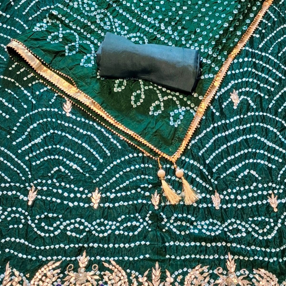 Cotton Bandhani Dress Material with Gota Patti Work