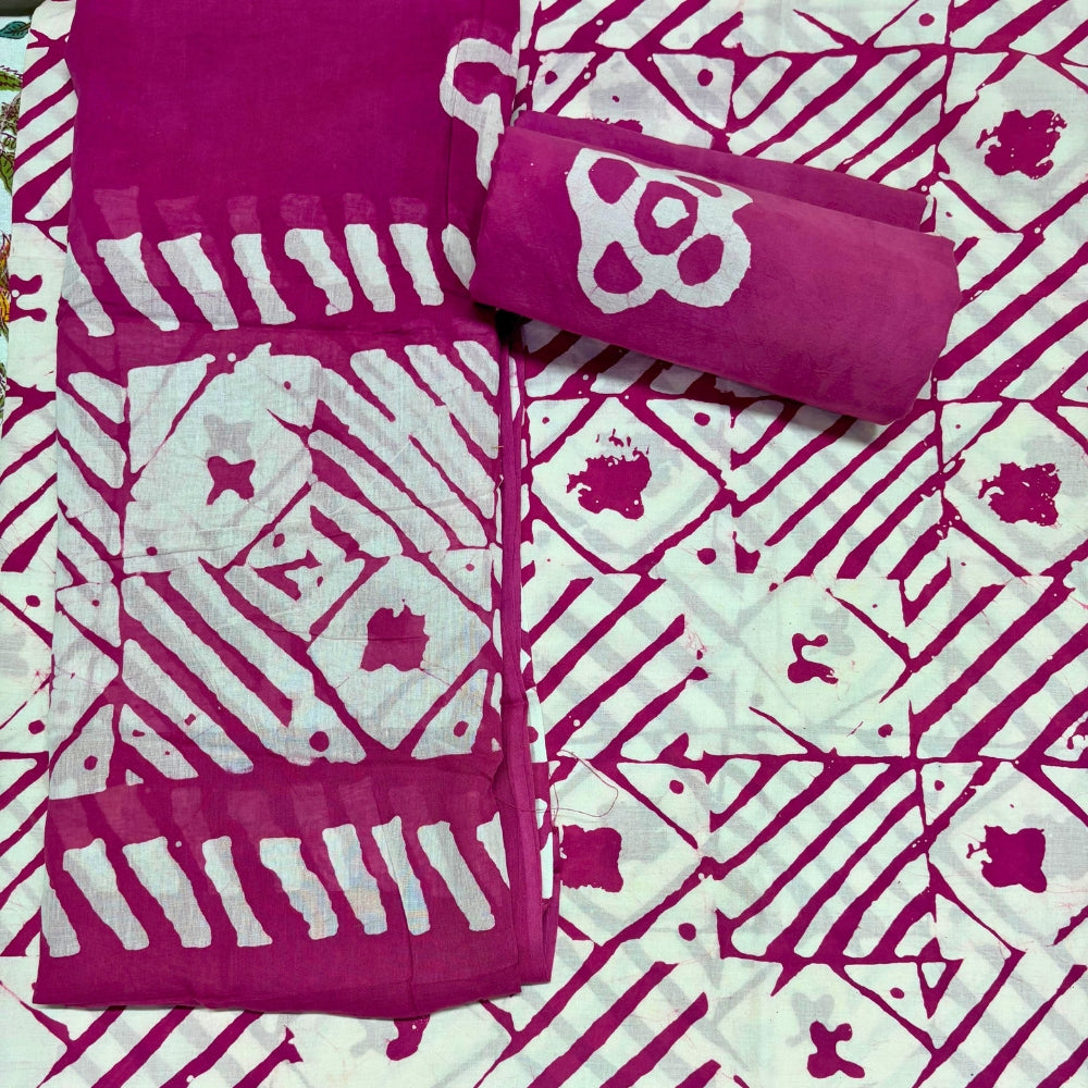 Batik Printed Cotton Unstitched Suit Set