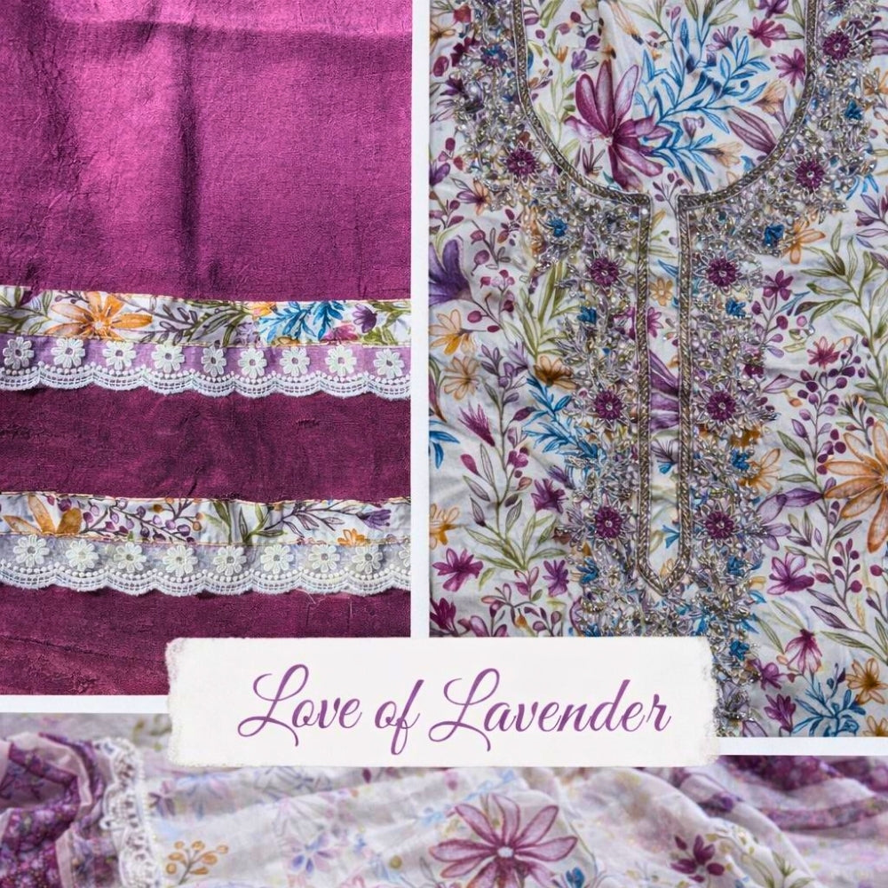 Viscose Cotton Dress Material with Embroidered Neckline