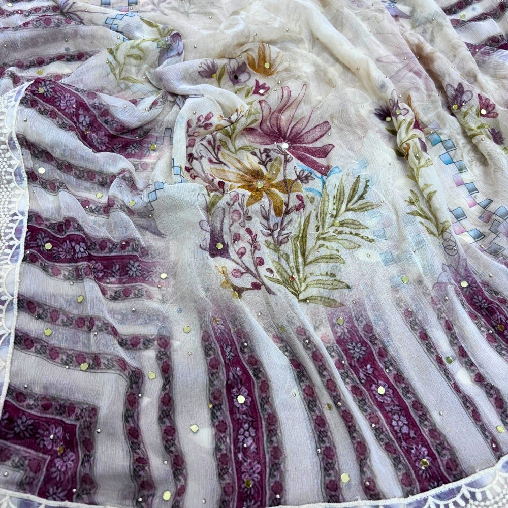 Viscose Cotton Dress Material with Embroidered Neckline