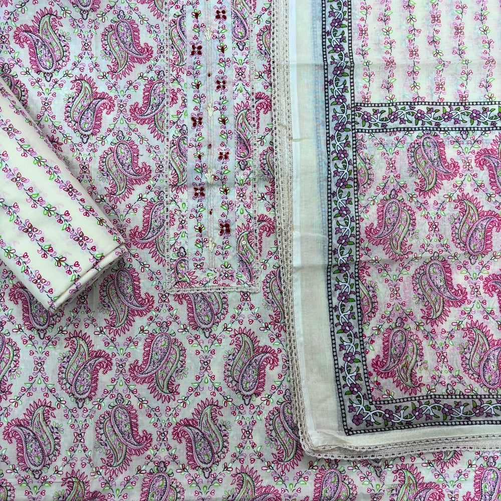 Mul Cotton Designer 3 Piece Dress Material