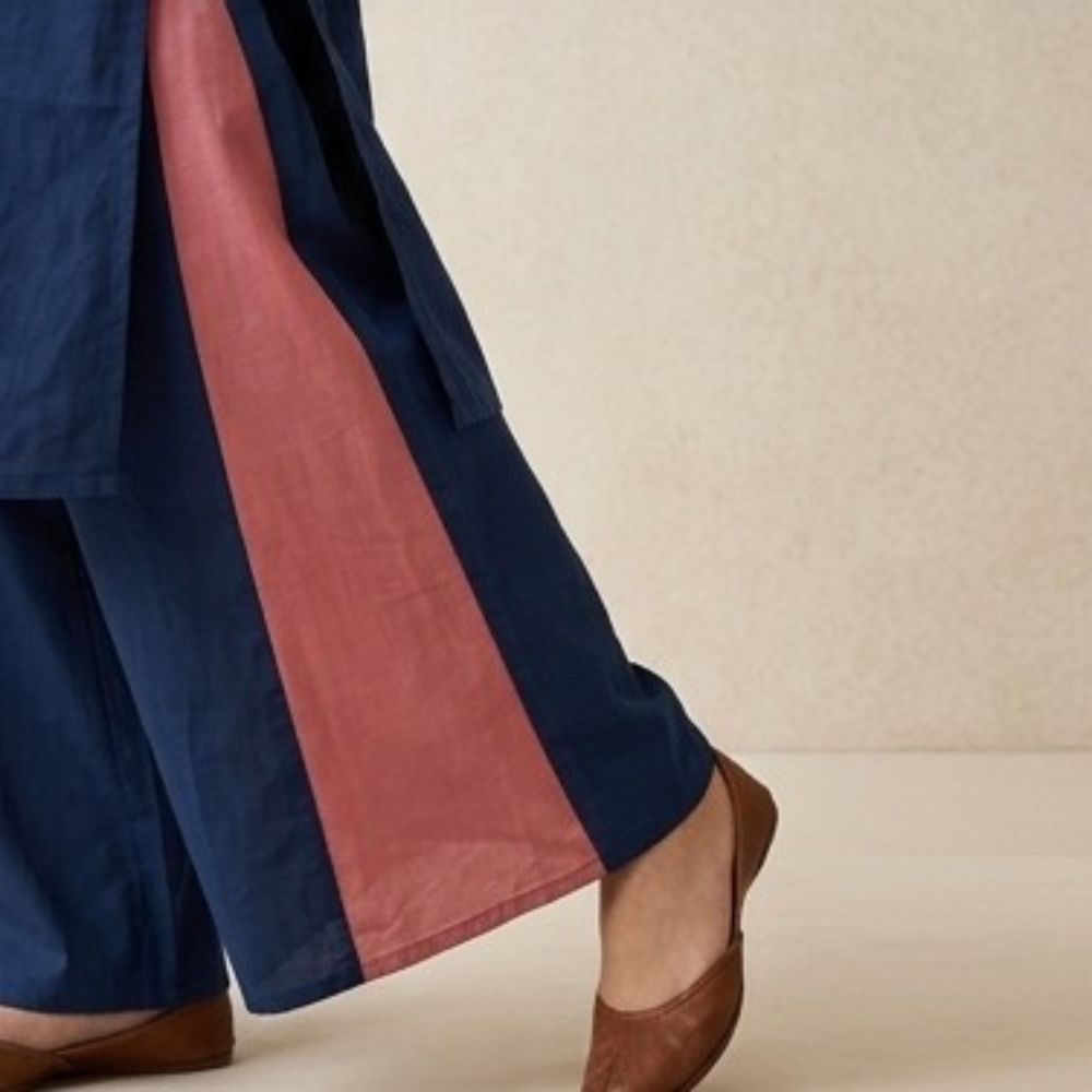 Navy Blue Embroidered Kurta Set for Women