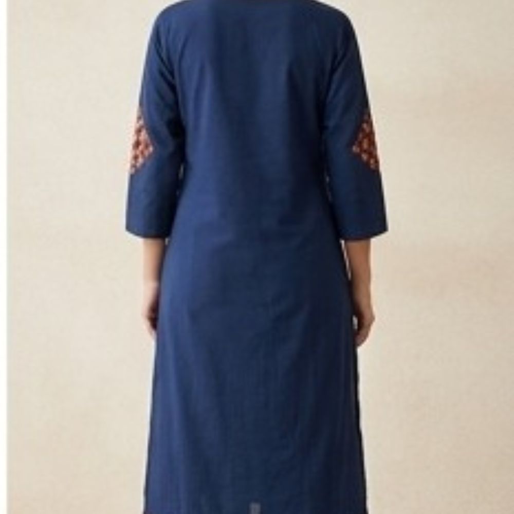 Navy Blue Embroidered Kurta Set for Women