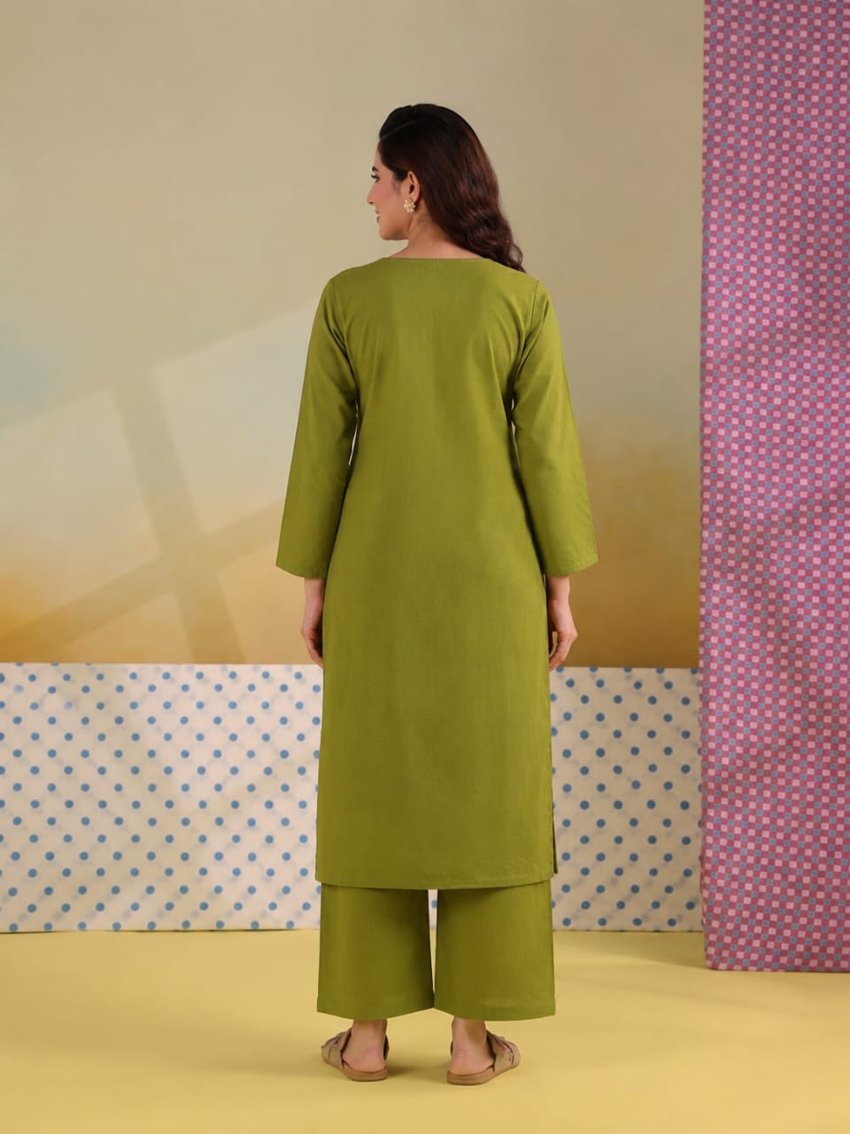 Olive Muse – Women's Cotton Kurta Set | House of Mayuraa