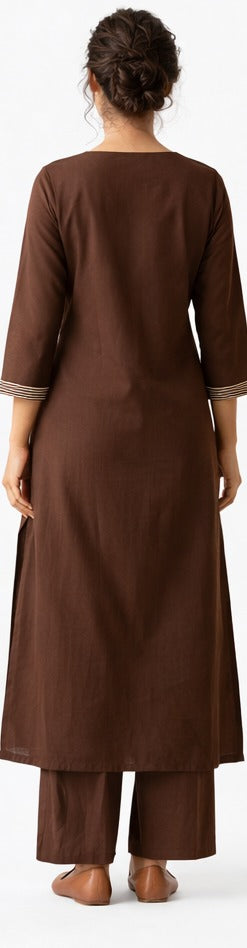 Brown Printed Ethnic Kurta Dress for Women