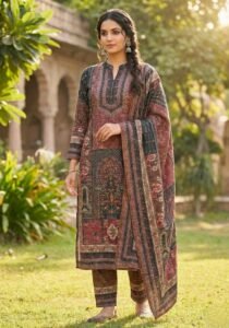 Woollen Suit 3 Pc Set – Top, Bottom & Stole