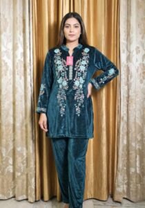 Full Embroidery Velvet Woollen Co-ord Set