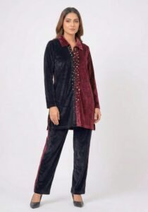 Dual Shade Partywear Velvet Co-ord Set