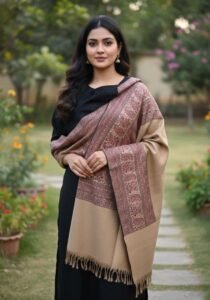 Double Shade Self Wooven Semi Woolen Shawl