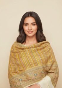Multicolour Striped Kashmiri Woven Shawl (Mustard Yellow)