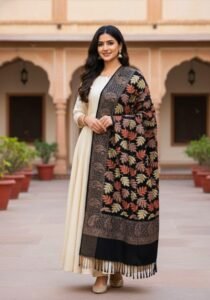 Self Wooven Embroidery Mandakini Wool Shawls 2