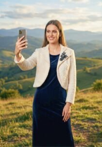 Blue Dress with Short Jacket – Partywear Ensemble